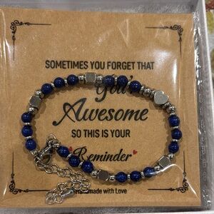 Blue and Silver Beaded Bracelet